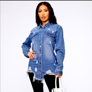 Distressed Denim Shirt/Jacket